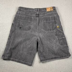 Vintage OMW Denim Shorts Men's 40 Carpenter Cargo Washed Black Gray Baggy Skater